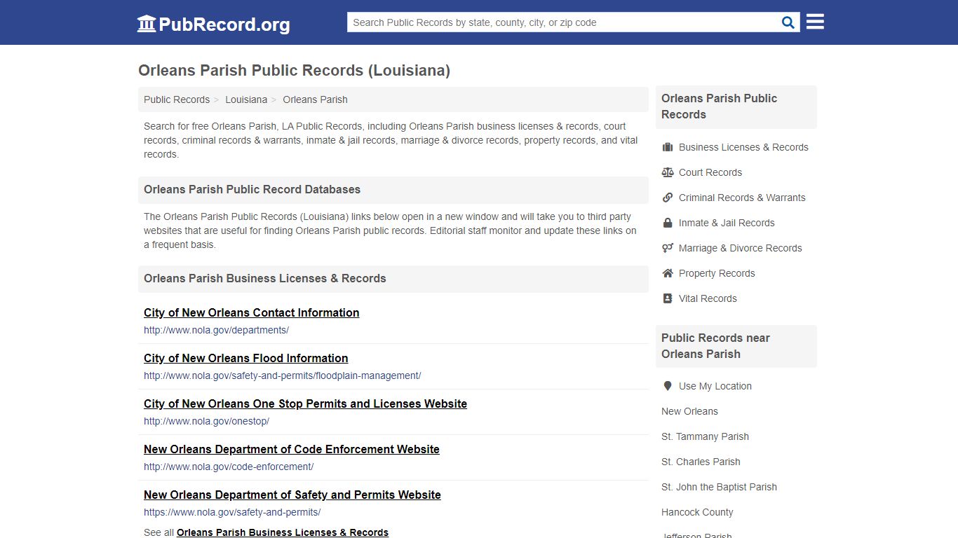 Free Orleans Parish Public Records (Louisiana Public Records)